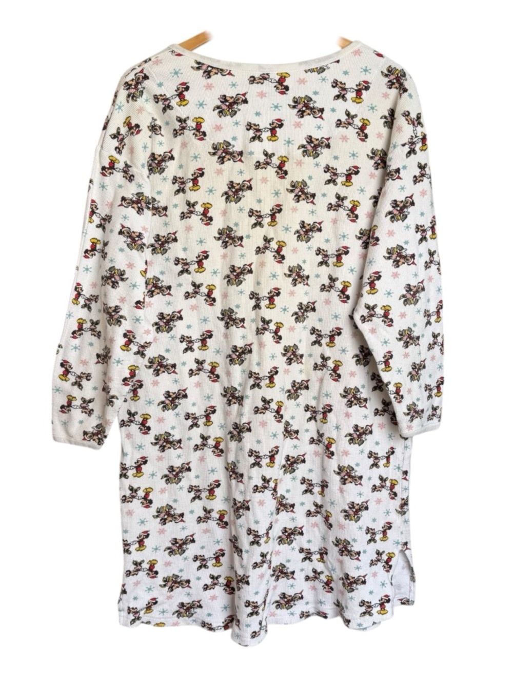 Mickey Inc Thermal Waffle Knit Sleep Shirt One Size Vintage Winter Snowflake - Picture 2 of 10